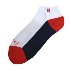 FootJoy Mens Prodry Sports Socks 2 PK 39 46 White Blue Grey & White Red Na -FootJoy 17142002 2 L
