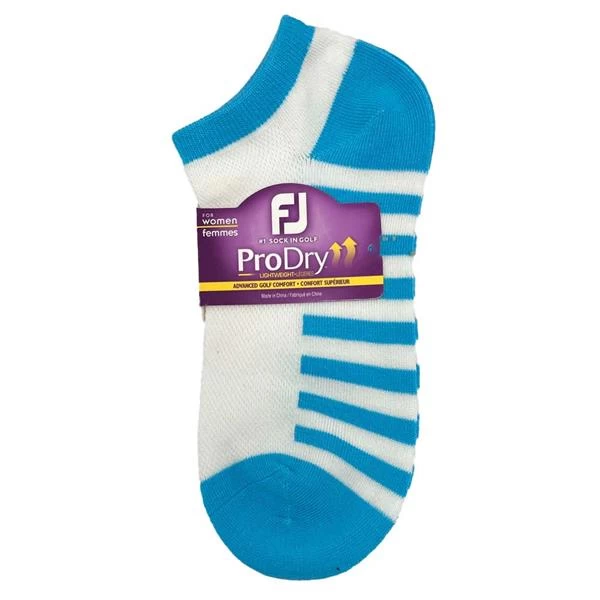 FootJoy Ladies ProDry LW Fashion Socks White Turquoise Stripe 1 FootJoy Ladies ProDry LW Fashion Socks White Turquoise Stripe