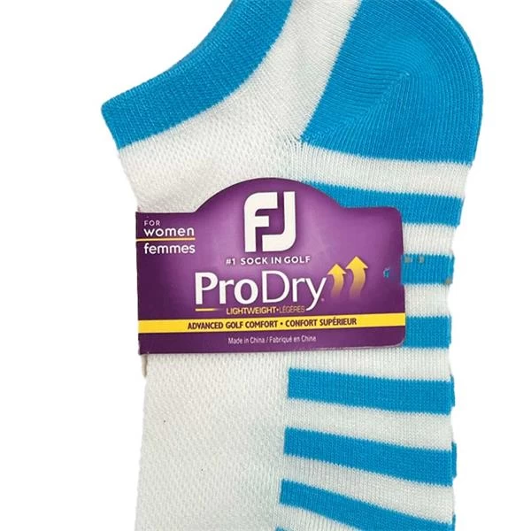 FootJoy Ladies ProDry LW Fashion Socks White Turquoise Stripe 2 FootJoy Ladies ProDry LW Fashion Socks White Turquoise Stripe - Image 2