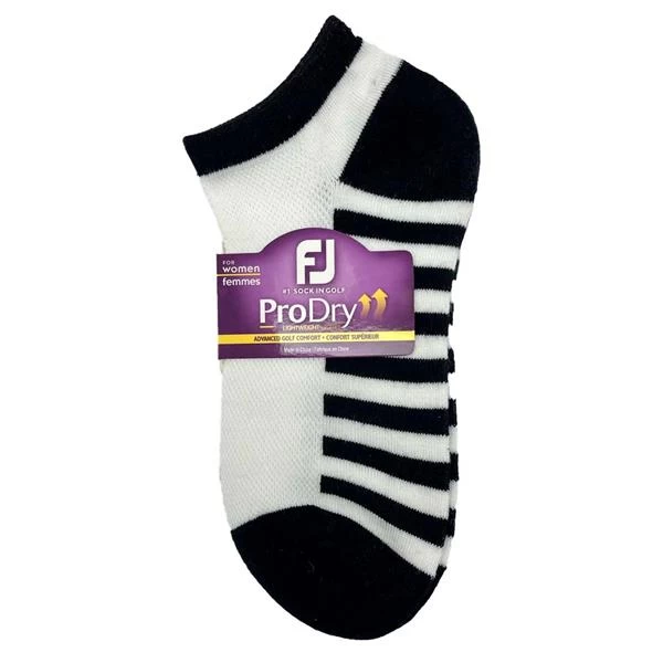 FootJoy Ladies ProDry LW Fashion Socks White Black Stripe 1 FootJoy Ladies ProDry LW Fashion Socks White Black Stripe
