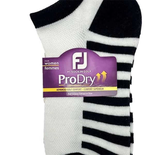 FootJoy Ladies ProDry LW Fashion Socks White Black Stripe 2 FootJoy Ladies ProDry LW Fashion Socks White Black Stripe - Image 2