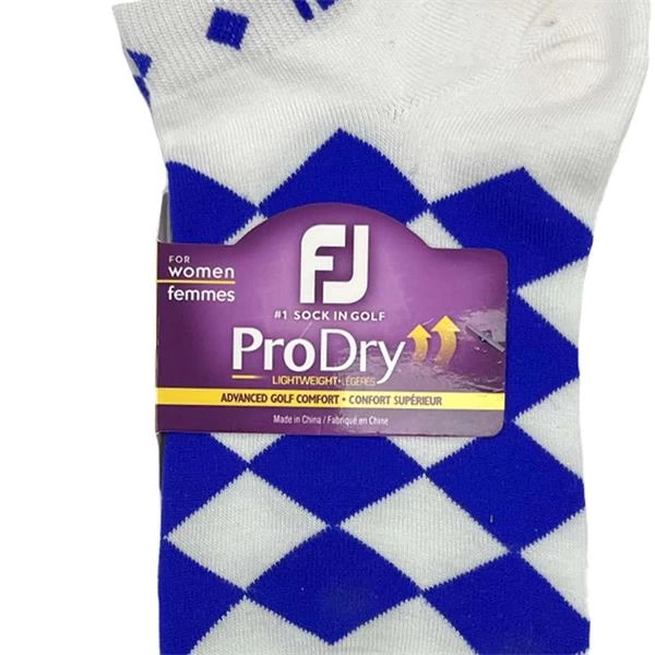 FootJoy Ladies ProDry LW Fashion Socks White Royal Diamond 2 FootJoy Ladies ProDry LW Fashion Socks White Royal Diamond - Image 2