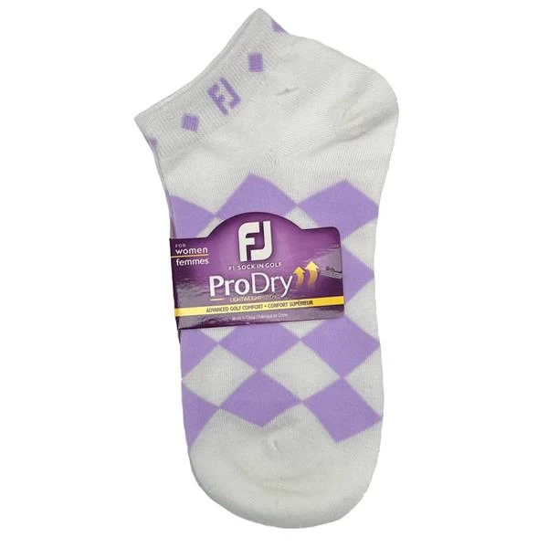 FootJoy Ladies ProDry LW Fashion Socks White Lavender Diamond 1 FootJoy Ladies ProDry LW Fashion Socks White Lavender Diamond