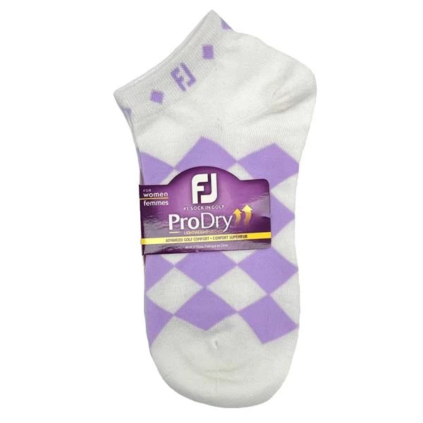 FootJoy Ladies ProDry LW Fashion Socks White Lavender Diamond 2 FootJoy Ladies ProDry LW Fashion Socks White Lavender Diamond - Image 2