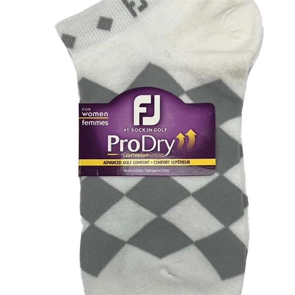 FootJoy Ladies ProDry LW Fashion Socks White Grey Diamond 2 FootJoy Ladies ProDry LW Fashion Socks White Grey Diamond - Image 2