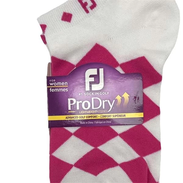 FootJoy Ladies ProDry LW Fashion Socks White Pink Diamond 2 FootJoy Ladies ProDry LW Fashion Socks White Pink Diamond - Image 2