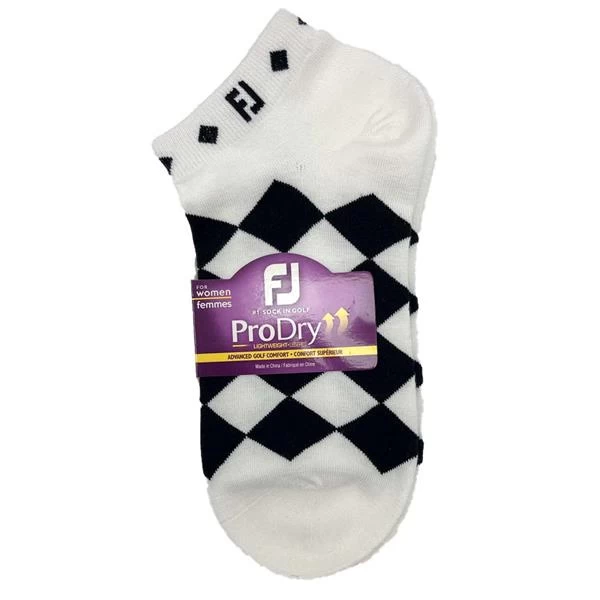 FootJoy Ladies ProDry LW Fashion Socks White Black Diamond 1 FootJoy Ladies ProDry LW Fashion Socks White Black Diamond
