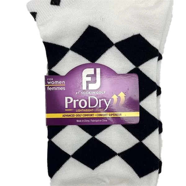 FootJoy Ladies ProDry LW Fashion Socks White Black Diamond 2 FootJoy Ladies ProDry LW Fashion Socks White Black Diamond - Image 2