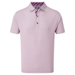 FootJoy Birdseye Jacquard With Stripe Trim Mens Golf Polo Shirt