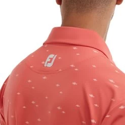 FootJoy School Of Fish Print Lisle Mens Golf Polo Shirt -FootJoy 5k3vp1vetbl