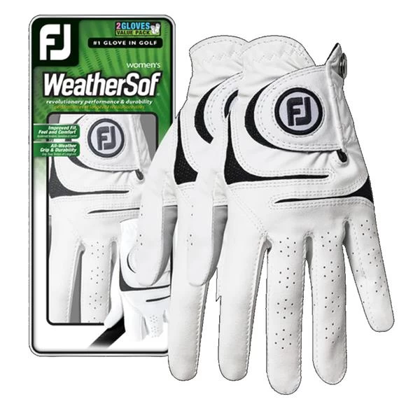 FootJoy Ladies Weathersof 2 Pack Left Hand Gloves White 2 FootJoy Ladies Weathersof 2 Pack Left Hand Gloves White - Image 2