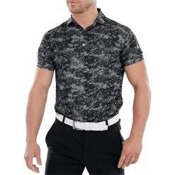 FootJoy Gents Cloud Camo Lisle Polo Shirt Black -FootJoy P 80003FOOTJOYSHIRTBLACKGENTS 2 L