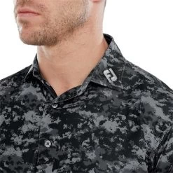 FootJoy Gents Cloud Camo Lisle Polo Shirt Black -FootJoy P 80003FOOTJOYSHIRTBLACKGENTS 4 L