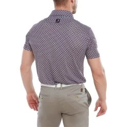 FootJoy Gents Half Moon Geo Lisle Polo Shirt White Orchid - Violet -FootJoy P 80012FOOTJOYSHIRTWHITEORCHIDVIOLETGENTS 3 L