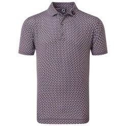 FootJoy Gents Half Moon Geo Lisle Polo Shirt White Orchid - Violet