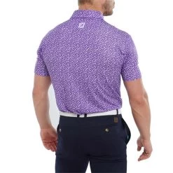 FootJoy Gents Tossed Tulips Lisle Polo Shirt Violet - White -FootJoy P 80019FOOTJOYSHIRTVIOLETWHITEGENTS 3 L