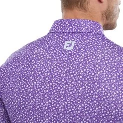 FootJoy Gents Tossed Tulips Lisle Polo Shirt Violet - White -FootJoy P 80019FOOTJOYSHIRTVIOLETWHITEGENTS 4 L
