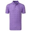 FootJoy Gents Tossed Tulips Lisle Polo Shirt Violet - White