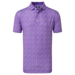 FootJoy Gents Tossed Tulips Lisle Polo Shirt Violet - White