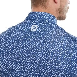 FootJoy Gents Tossed Tulips Lisle Polo Shirt Twilight - White -FootJoy P 80021FOOTJOYSHIRTTWILIGHTWHITEGENTS 4 L