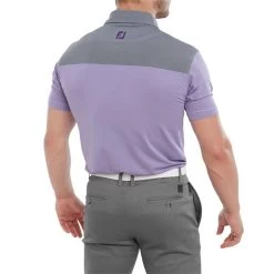 FootJoy Gents End-on-End Block Lisle Polo Shirt White - Violet - Black -FootJoy P 80027FOOTJOYSHIRTWHITEVIOLETBLACKGENTS 3 L