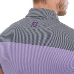 FootJoy Gents End-on-End Block Lisle Polo Shirt White - Violet - Black -FootJoy P 80027FOOTJOYSHIRTWHITEVIOLETBLACKGENTS 4 L