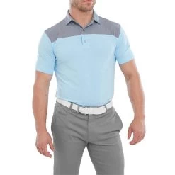 FootJoy Gents End-on-End Block Lisle Polo Shirt White - Blue - Navy -FootJoy P 80029FOOTJOYSHIRTWHITEBLUENAVYGENTS 2 L