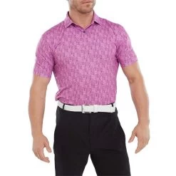 FootJoy Gents Glass Print Lisle Polo Shirt Orchid -FootJoy P 80037FOOTJOYSHIRTORCHIDGENTS 2 L