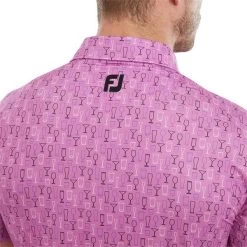 FootJoy Gents Glass Print Lisle Polo Shirt Orchid -FootJoy P 80037FOOTJOYSHIRTORCHIDGENTS 4 L