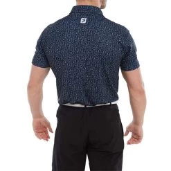 FootJoy Gents Glass Print Lisle Polo Shirt Navy -FootJoy P 80038FOOTJOYSHIRTNAVYGENTS 3 L