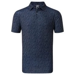 FootJoy Gents Glass Print Lisle Polo Shirt Navy