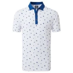 FootJoy Gents Scattered Floral Print Polo Shirt White Twilight