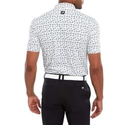 FootJoy Gents Travel Print Lisle Polo Shirt White - Black -FootJoy P 80046FOOTJOYSHIRTWHITEBLACKGENTS 3 L