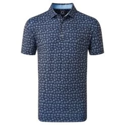 FootJoy Gents Travel Print Lisle Polo Shirt Navy - Blue