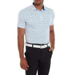 FootJoy Gents Travel Print Lisle Polo Shirt White - Twilight -FootJoy P 80048FOOTJOYSHIRTWHITETWILIGHTGENTS 2 L