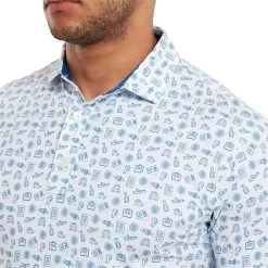 FootJoy Gents Travel Print Lisle Polo Shirt White - Twilight -FootJoy P 80048FOOTJOYSHIRTWHITETWILIGHTGENTS 4 L