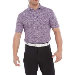 FootJoy Gents Confetti Print Pique Polo Shirt Violet -FootJoy P 80087FOOTJOYSHIRTVIOLETGENTS 2 L