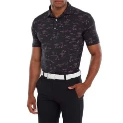 FootJoy Gents Tropic Golf Print Polo Shirt Black Orchid -FootJoy P 80091FOOTJOYSHIRTBLACKORCHIDGENTS 2 L