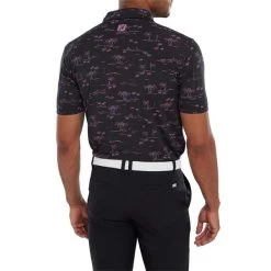 FootJoy Gents Tropic Golf Print Polo Shirt Black Orchid -FootJoy P 80091FOOTJOYSHIRTBLACKORCHIDGENTS 3 L