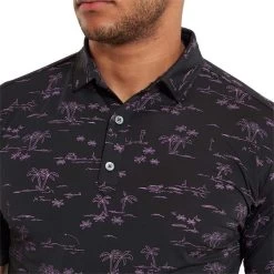 FootJoy Gents Tropic Golf Print Polo Shirt Black Orchid -FootJoy P 80091FOOTJOYSHIRTBLACKORCHIDGENTS 4 L