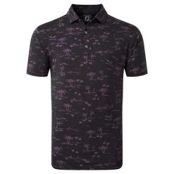 FootJoy Gents Tropic Golf Print Polo Shirt Black Orchid