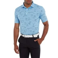 FootJoy Gents Tropic Golf Print Polo Shirt True Blue Navy -FootJoy P 80092FOOTJOYSHIRTTRUEBLUENAVYGENTS 2 L