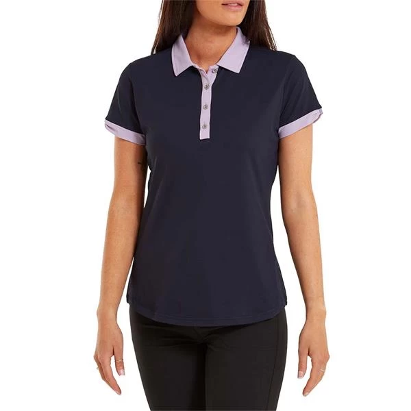 FootJoy Ladies Colour Block Pique Polo Shirt Navy 3 FootJoy Ladies Colour Block Pique Polo Shirt Navy - Image 3