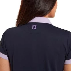 FootJoy Ladies Colour Block Pique Polo Shirt Navy 9 FootJoy Ladies Colour Block Pique Polo Shirt Navy -FootJoy P 80170FOOTJOYSHIRTNAVYLADIES 4 L