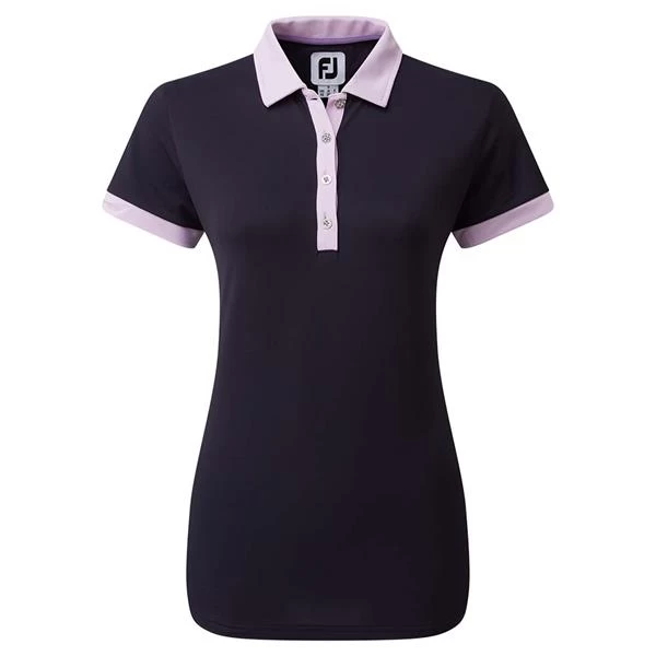 FootJoy Ladies Colour Block Pique Polo Shirt Navy 1 FootJoy Ladies Colour Block Pique Polo Shirt Navy
