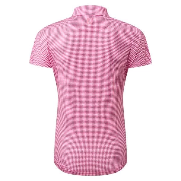 FootJoy Ladies Houndstooth Print Cap Sleeve Polo Shirt Hot Pink 2 FootJoy Ladies Houndstooth Print Cap Sleeve Polo Shirt Hot Pink - Image 2
