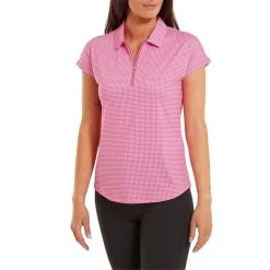 FootJoy Ladies Houndstooth Print Cap Sleeve Polo Shirt Hot Pink 7 FootJoy Ladies Houndstooth Print Cap Sleeve Polo Shirt Hot Pink -FootJoy P 80182FOOTJOYSHIRTHOTPINKLADIES 2 L