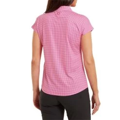 FootJoy Ladies Houndstooth Print Cap Sleeve Polo Shirt Hot Pink 8 FootJoy Ladies Houndstooth Print Cap Sleeve Polo Shirt Hot Pink -FootJoy P 80182FOOTJOYSHIRTHOTPINKLADIES 3 L