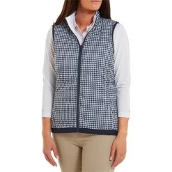 FootJoy Ladies Reversible Insulated Vest White - Navy - Houndstooth -FootJoy P 80217FOOTJOYVESTWHITENAVYHOUNDSTOOTHLADIES 2 L
