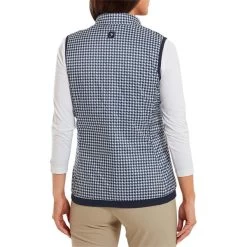 FootJoy Ladies Reversible Insulated Vest White - Navy - Houndstooth -FootJoy P 80217FOOTJOYVESTWHITENAVYHOUNDSTOOTHLADIES 3 L